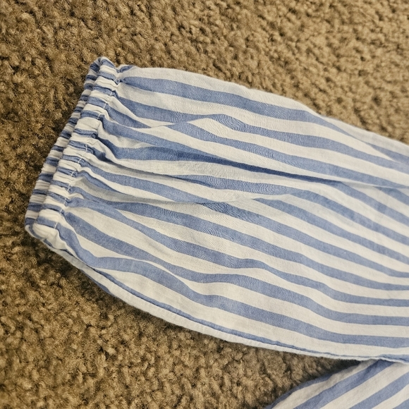 Workshop Republic Clothing Blue and White Striped, Tie Front Boho Top, Size XS - Picture 6 of 6